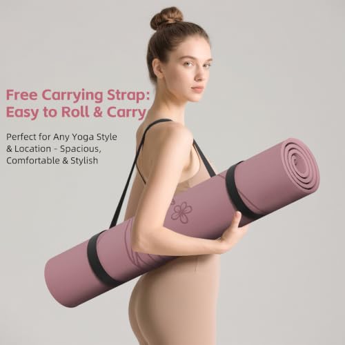Large 76x40 Inch Pink Butterfly Flower Yoga Mat - Extra Thick Non-Slip Exercise Mat