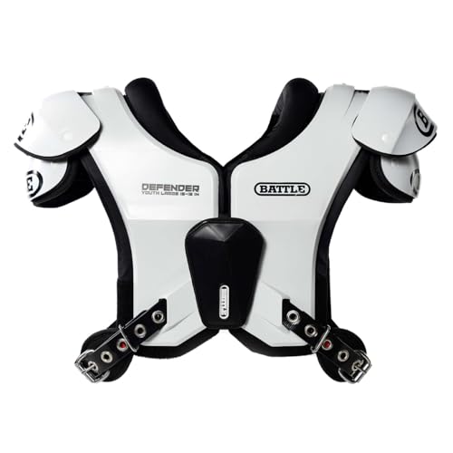 Adult Medium Football Shoulder Pads - White, Battle Sports Defender