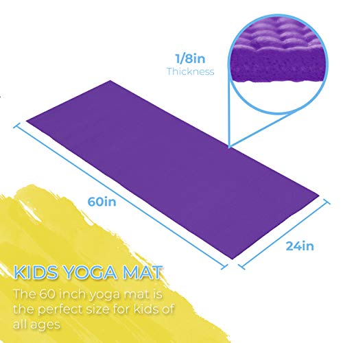 Assorted Kids Yoga Mats 10 Pack - Non-Slip 60x24in, 4mm Thick, Safe