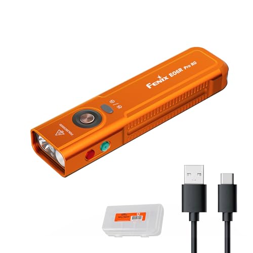 Fenix E06R Pro RG Flat EDC Flashlight - 1600 Lumens, Red & Green Modes, USB-C Rechargeable, Orange Variation