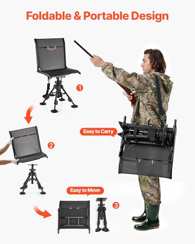 Portable Hunting Chair with 360° Silent Swivel & Adjustable Height