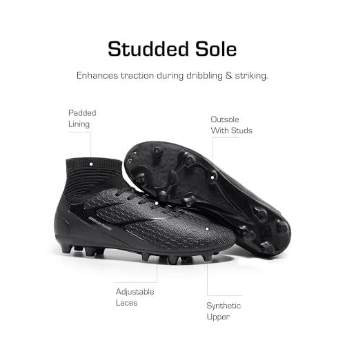 DREAM PAIRS Men's High Tops Soccer Cleats - Black 13 - Lace Up Shoes