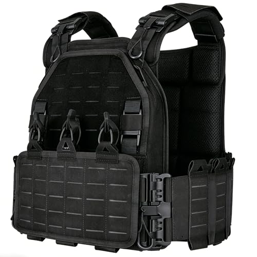 Men's Tactical Outdoor Vest - 1000D Nylon, Quick Release, Black, One Size