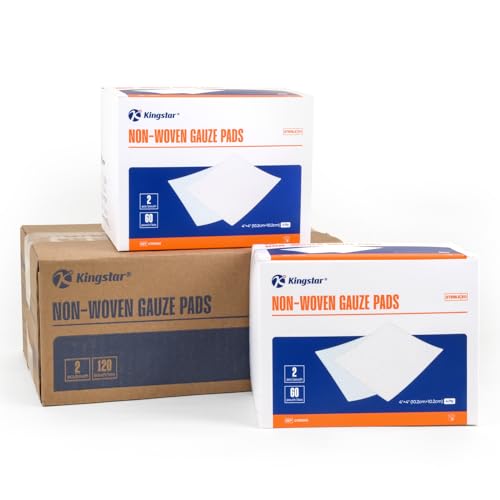 Kingstar Sterile Nonwoven Gauze Pads 4x4 Inches Pack of 120 - Medical First Aid