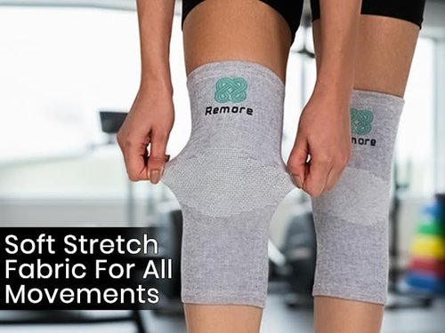 Remore Bamboo Charcoal Knee Sleeve - Bamboo Compression Knee Sleeve for Men and Women Meniscus Tear, Sports, Joint Pain Relief, Injury Recovery - Elastic Warm Knee Brace for Arthritis (45-51cm Thigh) (Large)