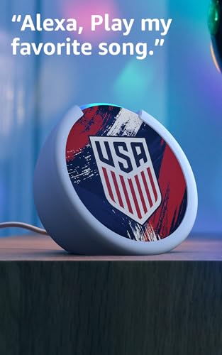 U.S. Soccer Echo Pop Smart Speaker with Limited-Edition Faceplate & Silicone Sleeve - White Variation
