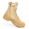 Men's Military Tactical Work Boots 9.5 Beige Side Zipper Desert Combat Lightweight Hiking