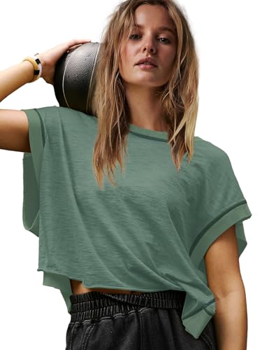 Women’s Open Back Workout Tops Oversized T-Shirts - Activewear