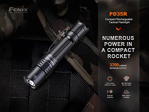 Fenix PD35R Tactical Flashlight USB-C Rechargeable 1700 Lumens with Holster