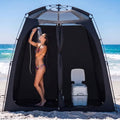 EighteenTek Black 83" x 47" x 78" Pop-Up Shower Tent with Hub & Floor, Portable Privacy Shelter