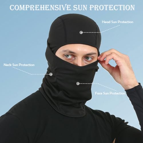 Black Ski Mask Motorcycle Balaclava UV Sun Protection Summer Face Covering