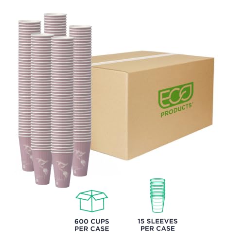 Eco Products World Art 16 oz Disposable Insulated Coffee Cups - 600 Pack