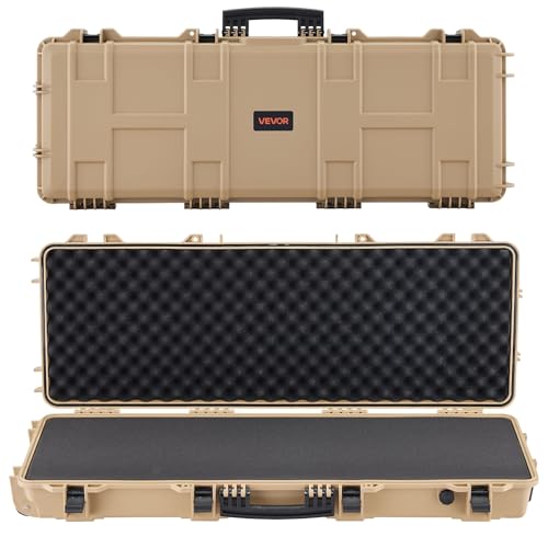 VEVOR 42 Inch Khaki Waterproof Hard Rifle Case with Wheels & 4 Layers Foam