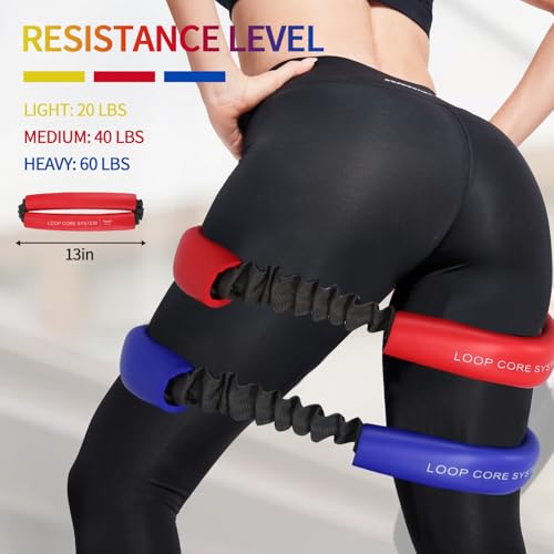 Touioi Hip & Core Resistance Loop Bands Set for Glute & Stretching Exercises - Yellow, Red, Blue