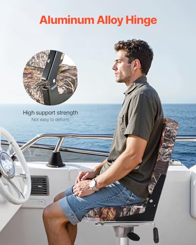 2 Pack Camo Boat Seat - Folding Fishing High Back Seat with Thick Cushion & Aluminum Hinges
