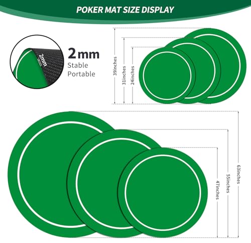 Nuveti 47''x47'' Green Poker Mat for Texas Holdem – Non-Slip, Waterproof, 6-8 Player Tabletop