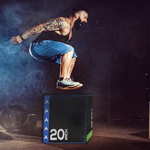 BalanceFrom 3-in-1 Foam Plyometric Jump Box 20x24x30 Inch Multi-Color