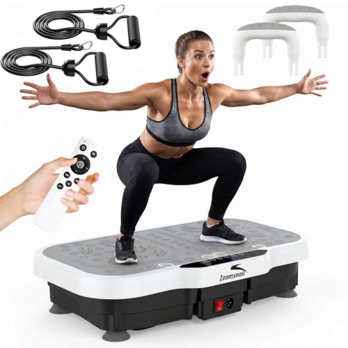 Grey Vibration Plate Exercise Machine with Bluetooth - Adjustable Fitness Platform for Weight Loss & Body Toning