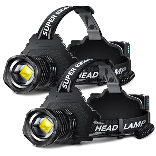 AKNEAR Rechargeable LED Headlamp 99000 Lumens Super Bright White Light 2 Pack