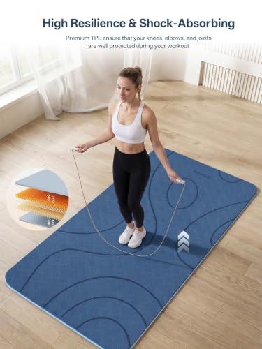 Blue Large Yoga Mat 73x35.5 Inches 10mm Thick Non-Slip for Yoga & Home Workout