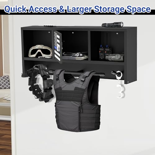 Neoaider Wall Mounted Police Gear Rack with Gun Storage - 36x4x15 Inches