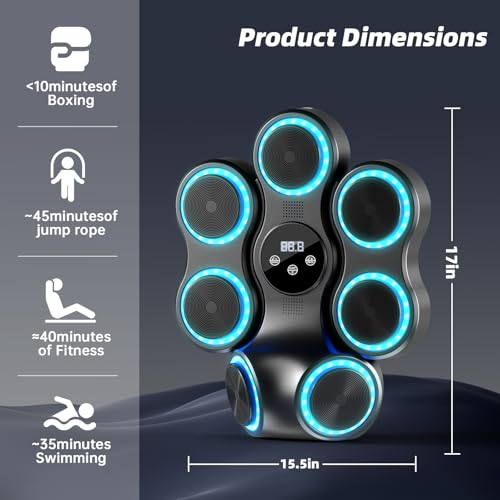 X-Large Music Boxing Machine with LED Lights & Bluetooth Speakers – Interactive Fitness Punching Bag for Adults