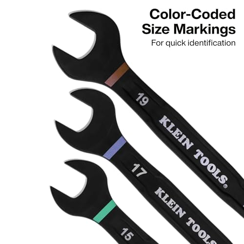 Klein Tools 69408MG Ratcheting Combination Wrench Set, 8-Piece Metric, 90-Tooth, I-Beam Handle, Color-Coded Sizes