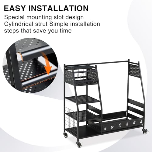 Lauren & Harold Black Golf Bag Organizer Stand for Garage Storage - Fits 2 Golf Bags