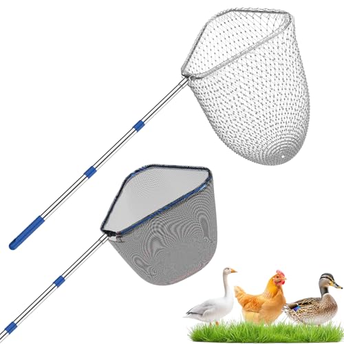 Chicken Catching Net Set with Stainless Steel Pole – 2 Handwoven Bird & Fish Nets