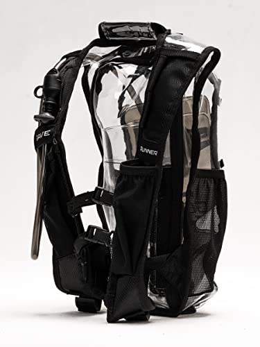 RAVERUNNER® Clear Hydration Pack | Festival Approved Hydration Backpack with 2L Bladder & Quick Disconnect Hose | Transparent Camelbak Water Backpack, Clear Hydration Backpack, ClearCamelbak
