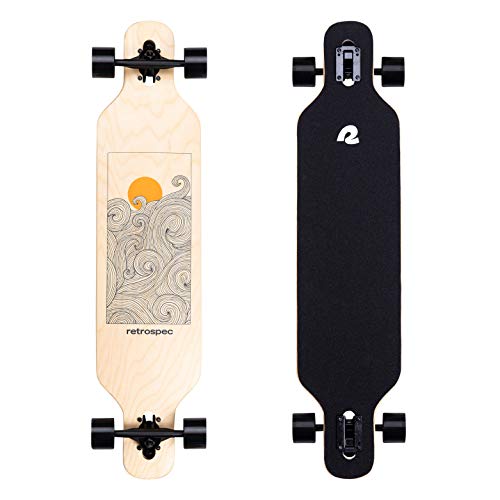 Retrospec Rift Drop-Through Longboard Cruiser Tangerine Wave - Canadian Maple, 41"