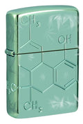 Zippo Leaf Lighter - High Polish Green Cannabis Design Windproof Refillable