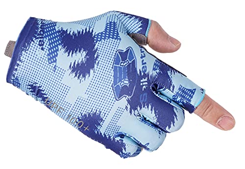 Blue UPF 100+ Sun UV Protection Fishing Gloves for Adults & Youth - Seibertron S.P.S.G-2
