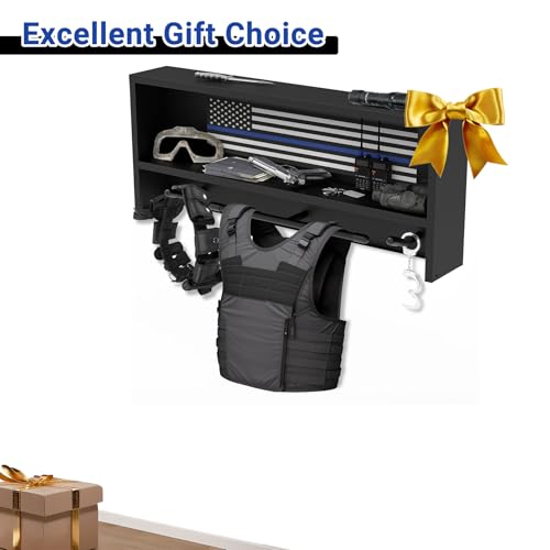 Neoaider Wall Mounted Police Gear Rack – Heavy Duty Metal Organizer for Uniforms & Equipment