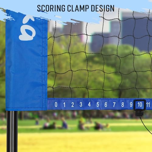 Blue 20ft Outdoor Volleyball & Badminton Net Set for Backyard Beach