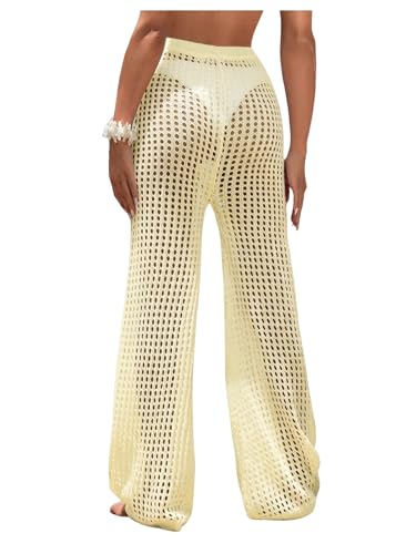 Women's Crochet Pants High Waist Beach Cover Up Vacation Outfits