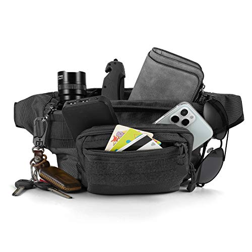 Tactical Fanny Pack with 4 Zipper Pockets - Military Waist Bag for Outdoor Hiking & Fishing
