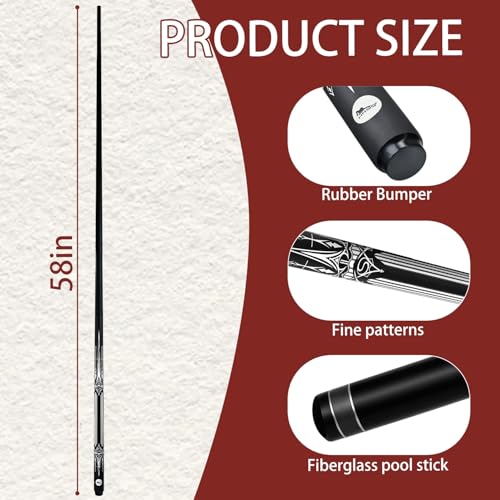 Fiberglass Pool Cues 58 Inch, 21oz, 4-Pack, Red/White, White Variation