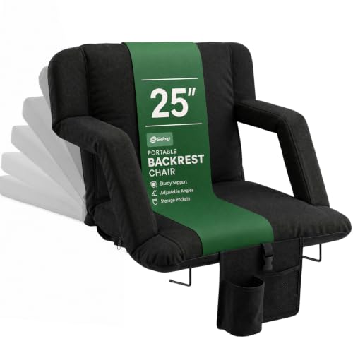 Sekey 25-Inch Extra Wide Stadium Seat with Back Support No Heat - 1 Pack