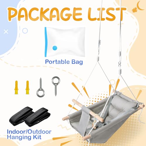 Gray Indoor Outdoor Baby Swing for Toddler & Baby Grow-Up Seat - Safety & Comfort
