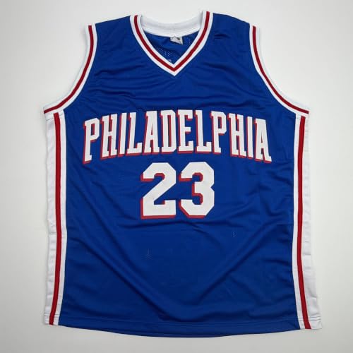 Men's XL Basketball Jersey with Reprint Autographed Player Print - Blue Reprint