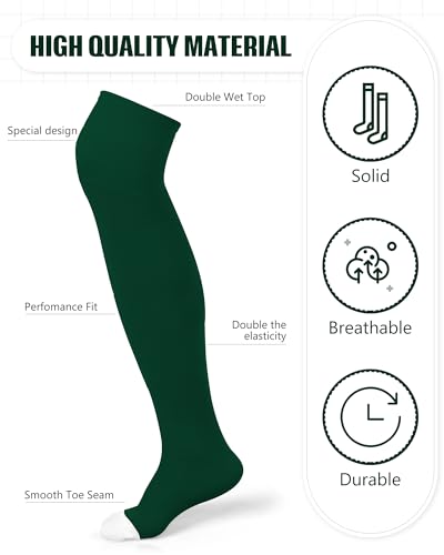 Over the Knee Baseball Socks - Dark Green, Medium - 2 Pairs