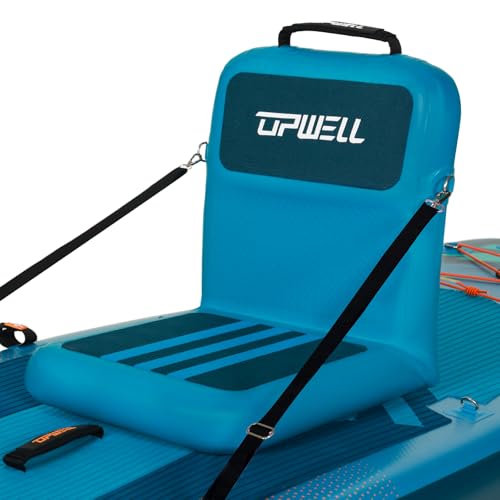 UPWELL Blue Inflatable Kayak Seat with Back Support, Drop Stitch Paddle Board Cushion