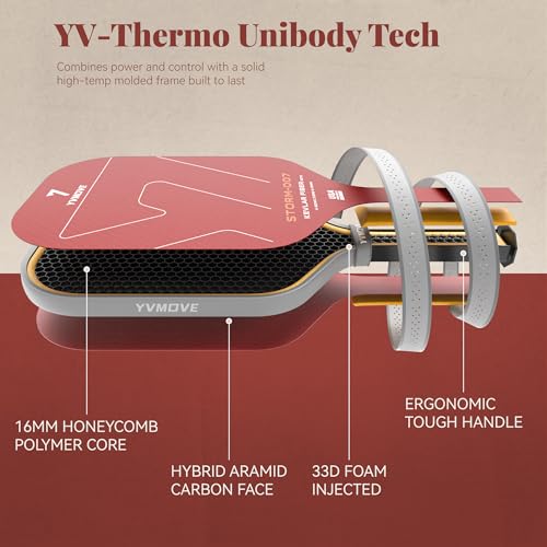 YVMOVE T700 Kevlar Carbon Fiber Pickleball Paddle - USAPA Approved, Flame Variant