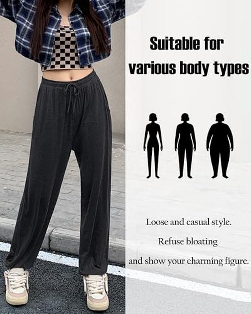 ASIMOON Womens Sweatpants Lightweight Loose Jogger Pants Drawstring Workout Running Lounge Pants with Pockets Grey