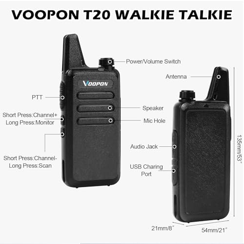 10 Pack Rechargeable Walkie Talkies for Adults Long Range Two-Way Radios with Earpieces