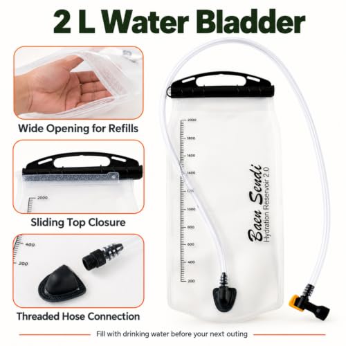 Black with Grey Zipper Hydration Pack 2L Water Bladder for Outdoor Sports