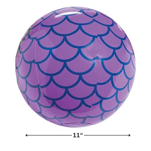 Inflatable Mermaid Beach Balls - 11 Inch Pool Party Toy Set of 12 with Assorted Colors
