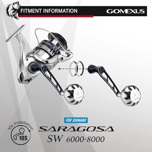 GOMEXUS Power Handle for Shimano Saragosa SW 5000-6000 Spinning Reel Gray Blue