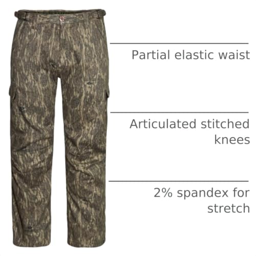 Men's Camo Hunting Pants - Mossy Oak Cotton Mill Flex, Large Bottomland